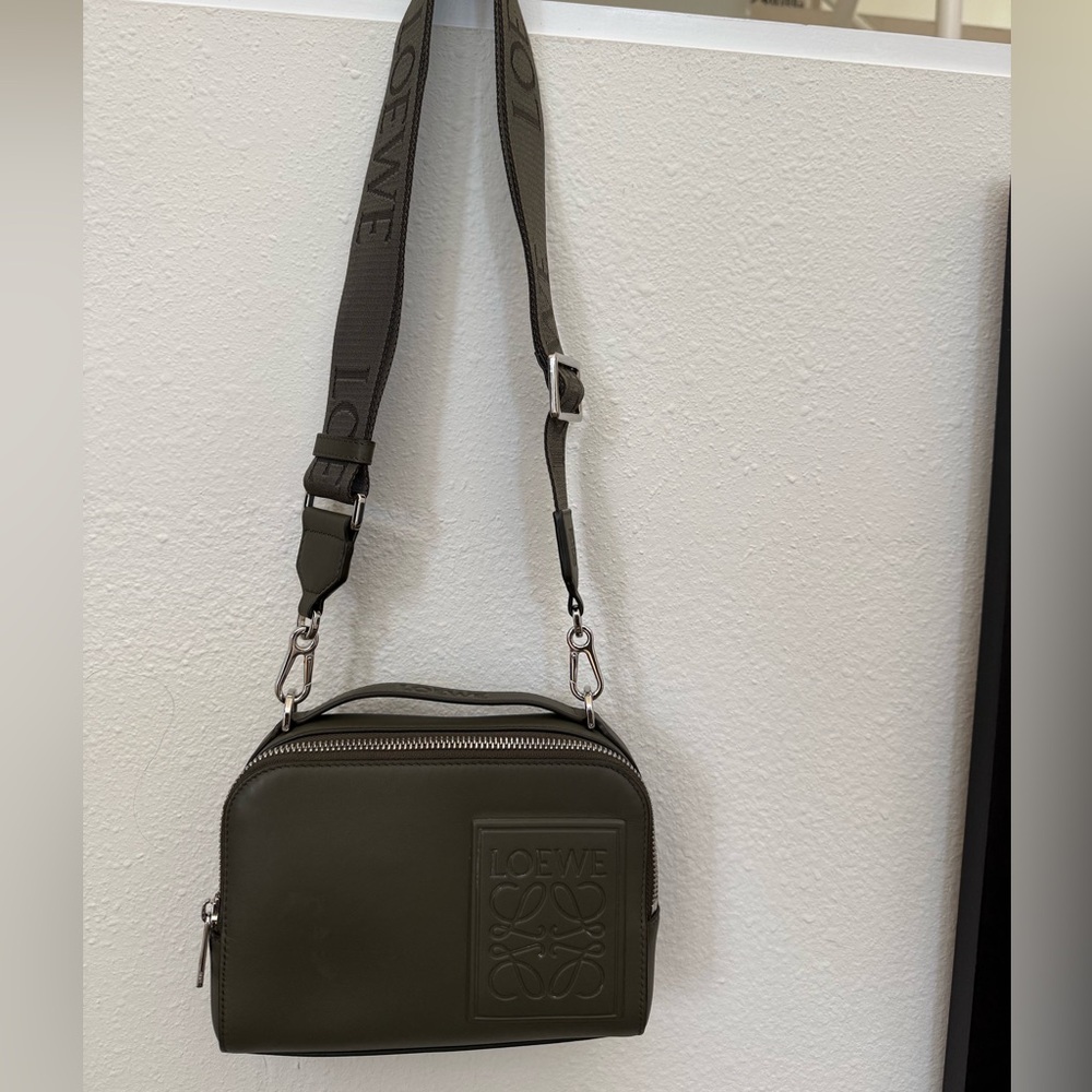 Loewe Olive Green Embossed Anagram Patch Crossbody *MINT*